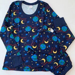 Hanna Andersson Women Pajama Set, Navy with To The Moon print, Large